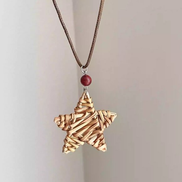 Handcrafted Star Pendant Necklace - Brown - Picture 3 of 3